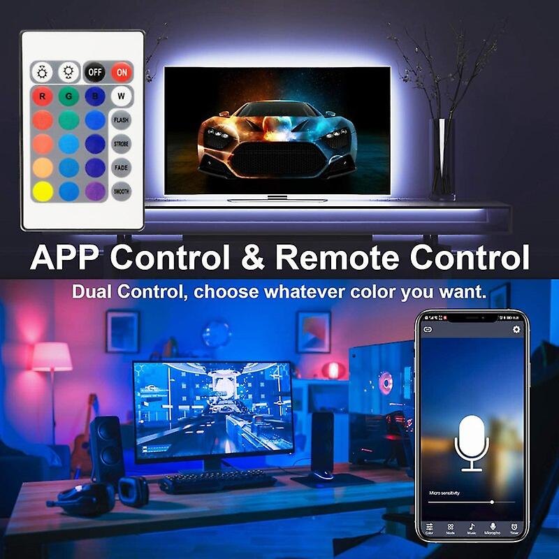 Bluetooth Usb Led Strip Light Rgb 5050 Ws2812b Infrared Remote Control Flexible Diode Lamp Tape 5v 16 Color Tv Desktop Backlight