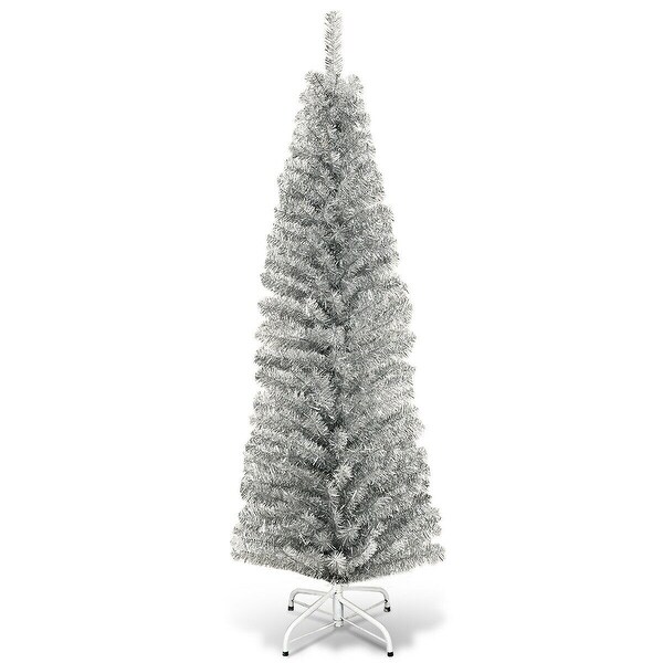 6 Feet Artificial Pencil Christmas Tree with Electroplated Technology