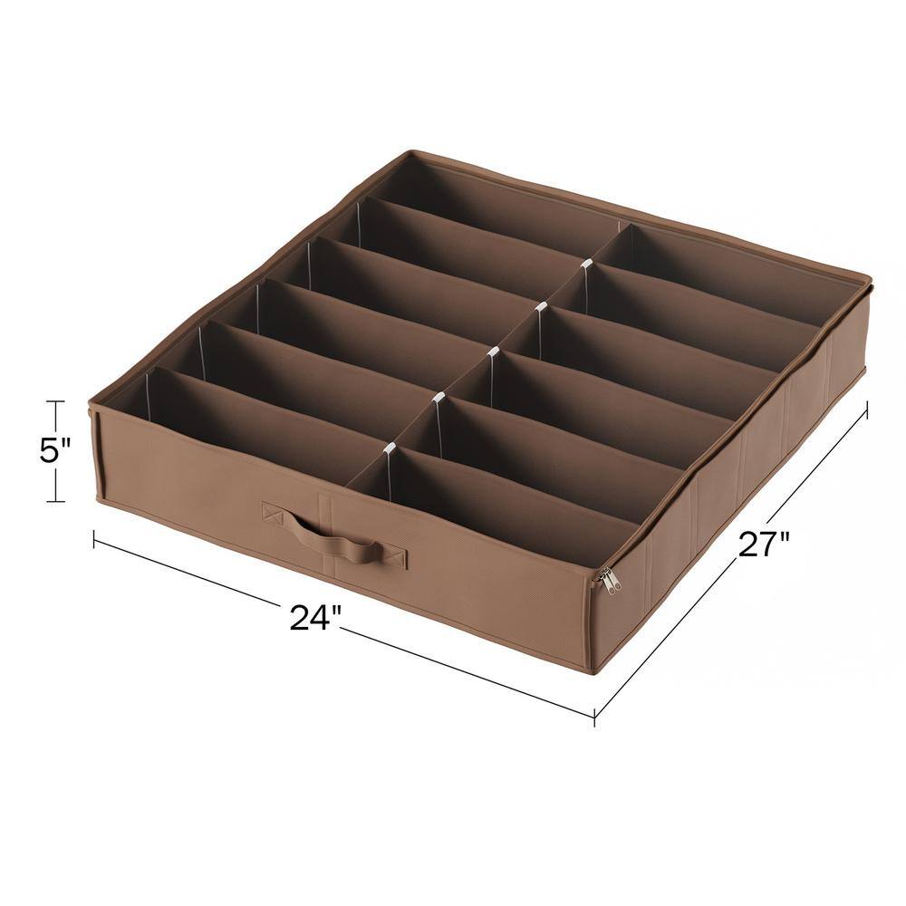 Everyday Home 27 in. x 24 in. 12-Pair Clear Plastic Zippered Cover Underbed Shoe Storage Organizer Set of 4 SH-BUND157