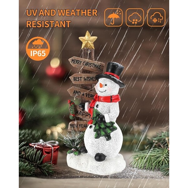 Merry Christmas Snowman Sign with Wooden Plaque and Mini Tree