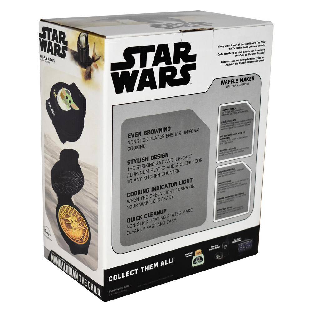 Uncanny Brands Mandalorian 600W Single Waffle Maker Blue Star Wars Belgian Waffle Iron WM-SRW-TC3