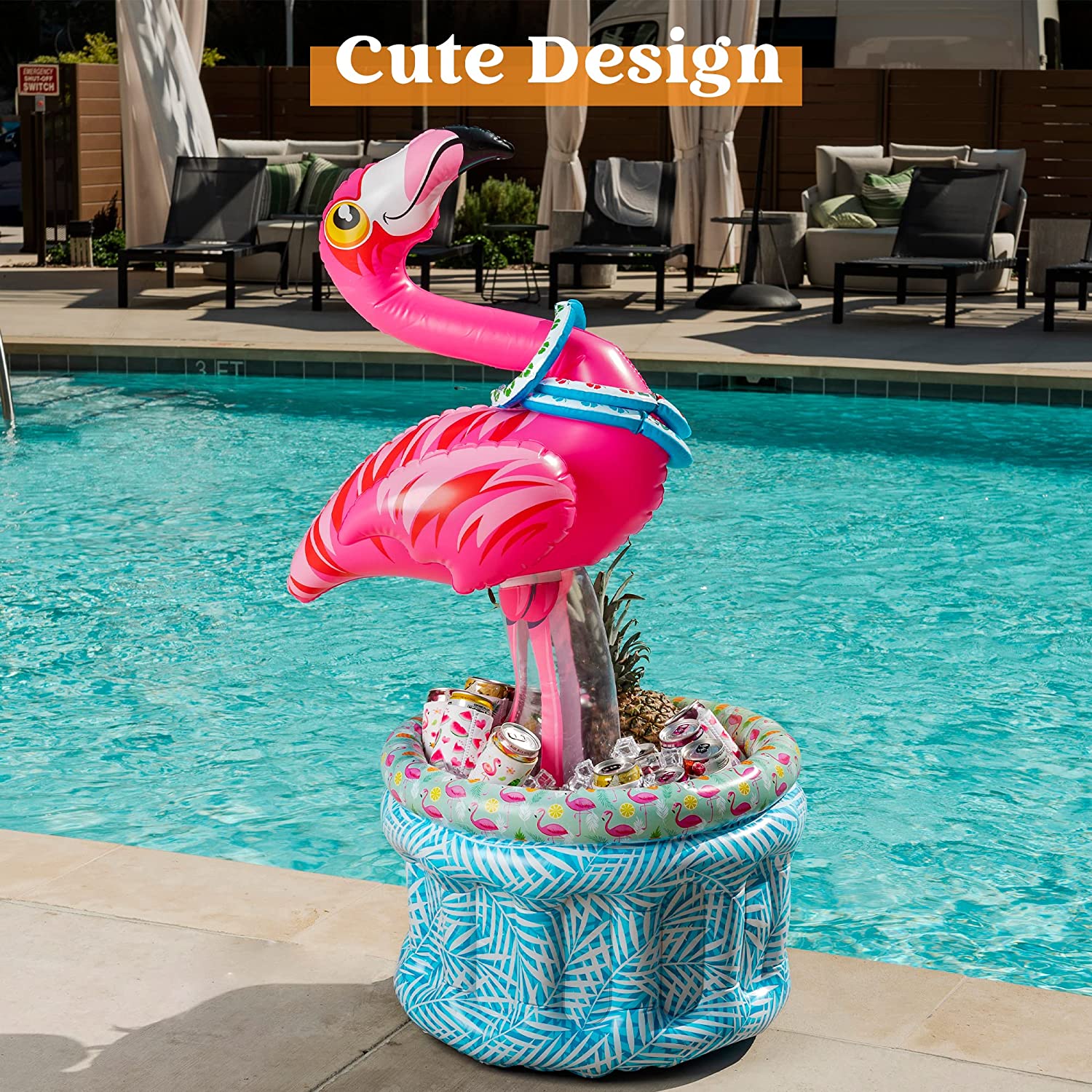 clearance sale - 50in Inflatable Flamingo Cooler With Toss Rings