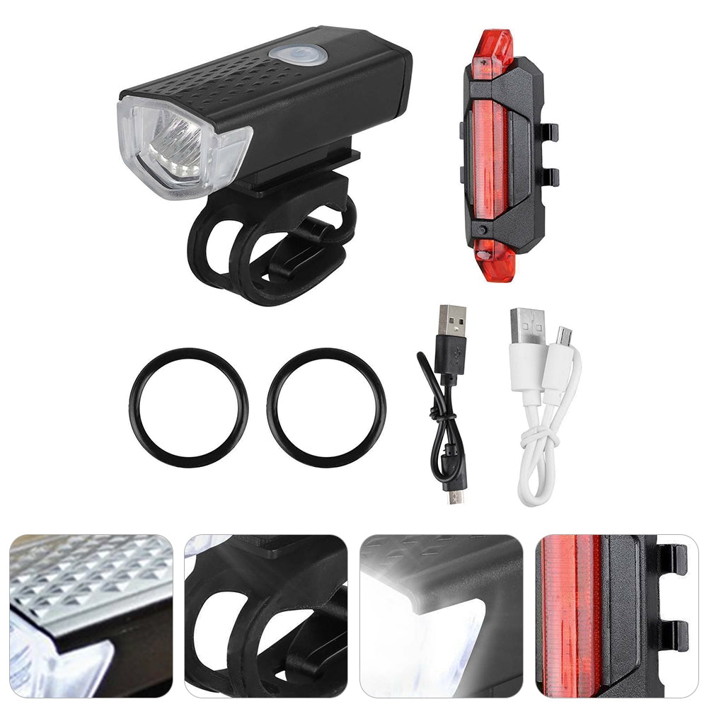 1 Set Bike Light Set Rechargeable LED Light Combo Cycling Safety Light