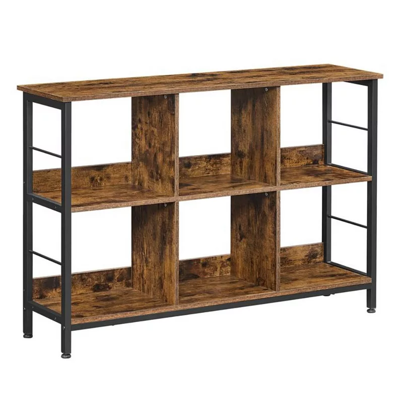 BreeBe Industrial Brown and Black Multi-Functional Storage Bookshelf