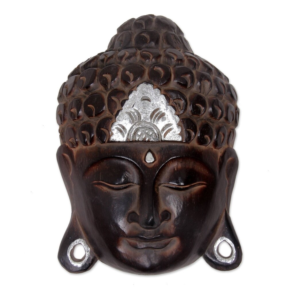 Novica Handmade Silver Buddha Serenity Wood Wall Sculpture   9.5\