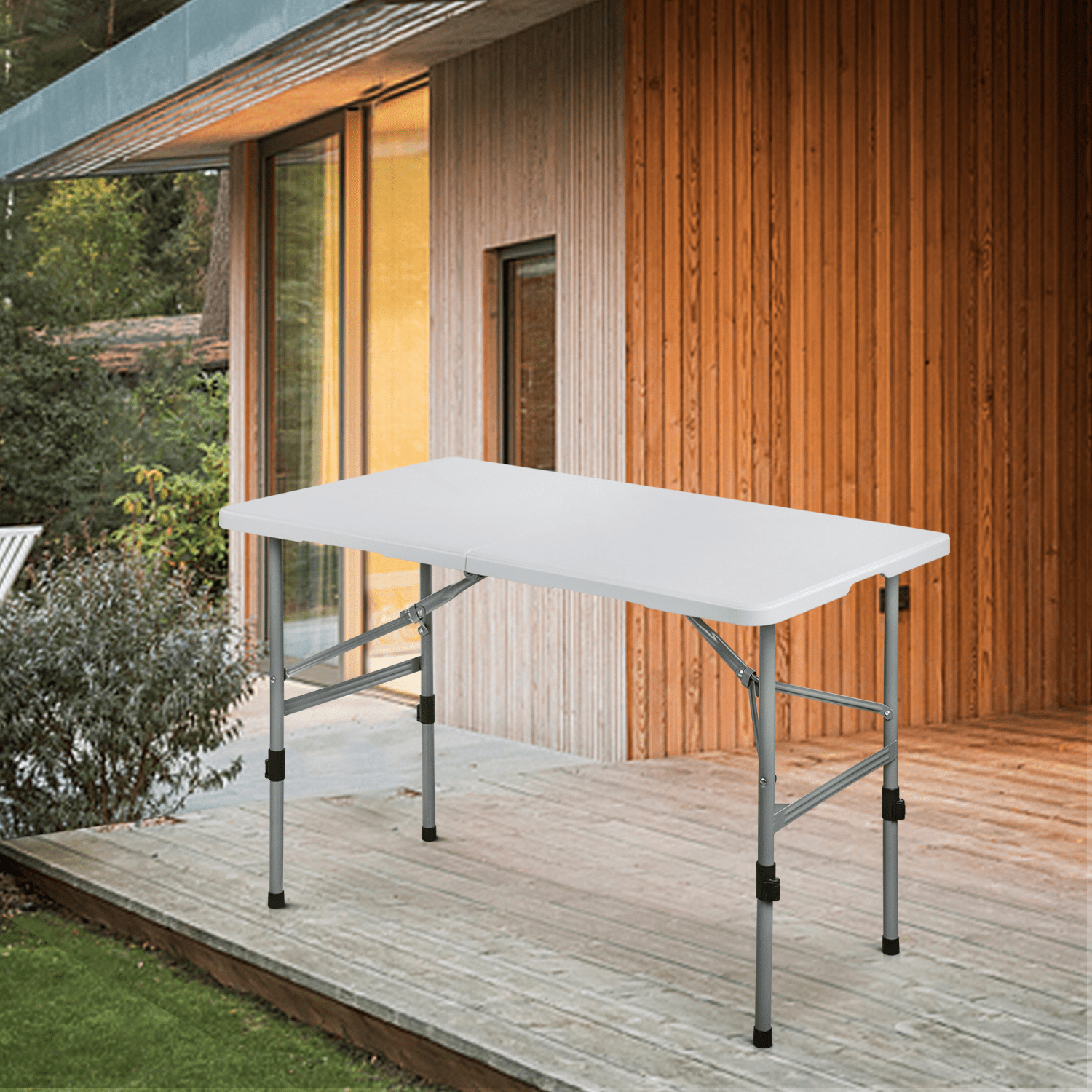 Magshion 4Ft Foldable Card Table， Indoor Outdoor Heavy Duty Portable w/ Handle， for Picnic， Camping， White