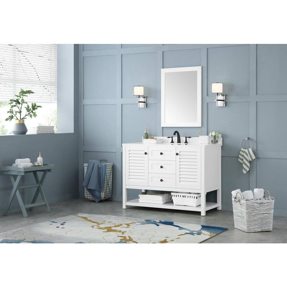 Home Decorators Collection Grace 48 in. W x 22 in. D x 34.5 in. H Single Sink Bath Vanity in White with White Cultured Marble Top Grace 48W