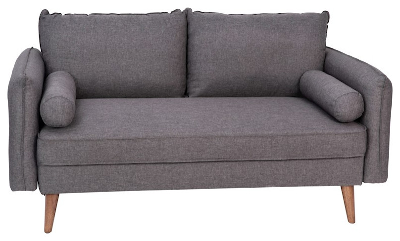 Flash Furniture Evie Gray Upholstered Loveseat  Stone Gray  IS VL100 GY GG   Midcentury   Loveseats   by Pot Racks Plus  Houzz