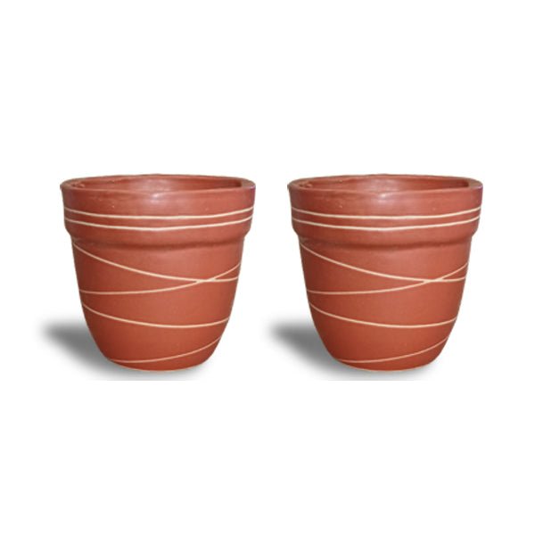 4.5 inch (11 cm) Thread Design Round Ceramic Pot with Rim