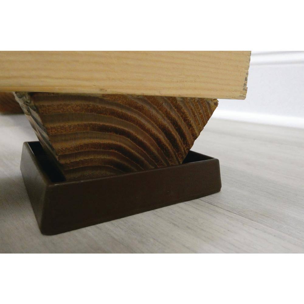 Everbilt 3 in. Brown Square Smooth Rubber Floor Protector Furniture Cups for Carpet  Hard Floors (2-Pack) 49078