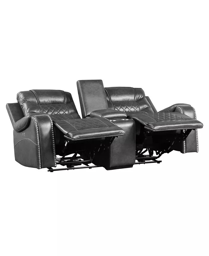 Homelegance White Label Bailey 78 Power Double Reclining Loveseat with Center Console Receptacles and USB Port