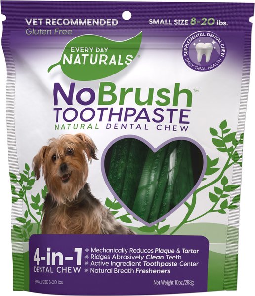 Every Day Naturals NoBrush Toothpaste Small Dog Treats， 10-oz bag