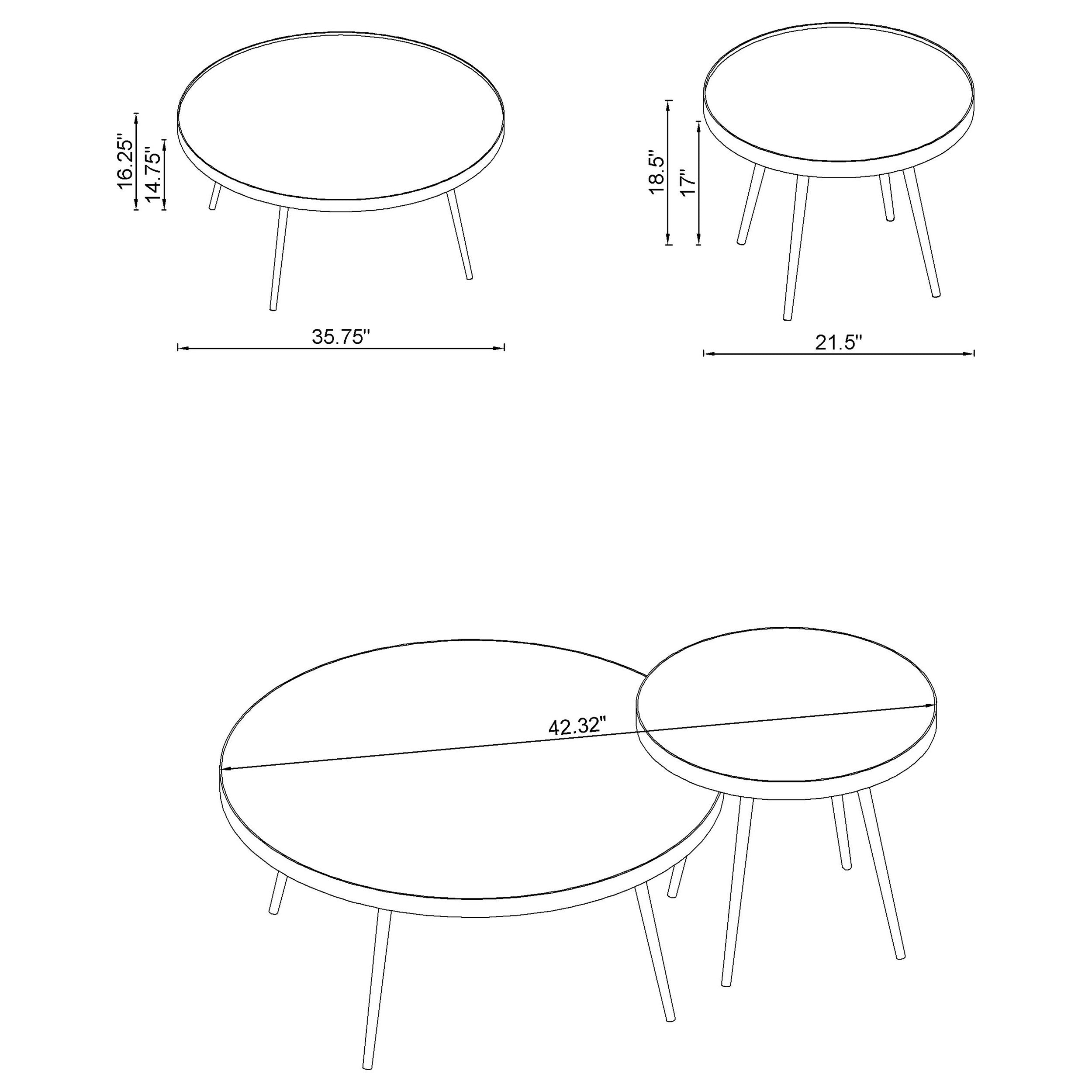 Kaelyn 2-Piece Round Mirror Top Nesting Coffee Table Chrome- 708368