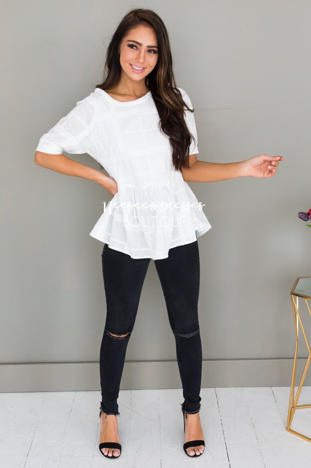 Light My Way Modest Peplum Blouse