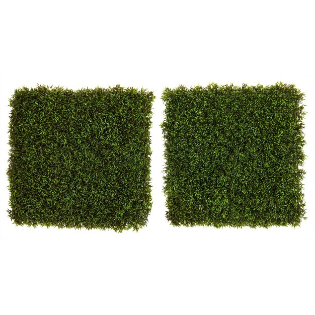 Nearly Natural 20-in Mini Pordocarpus Artificial Wall Mat (indoor/outdoor) (set Of 2)