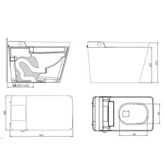 BTCSTAR Smart Toilet Bidet One-piece 0.81.2 GPF Dual Flush Square Toilet in. Matte Black Seat with Remote Panel BTCMFBTCT2005MB