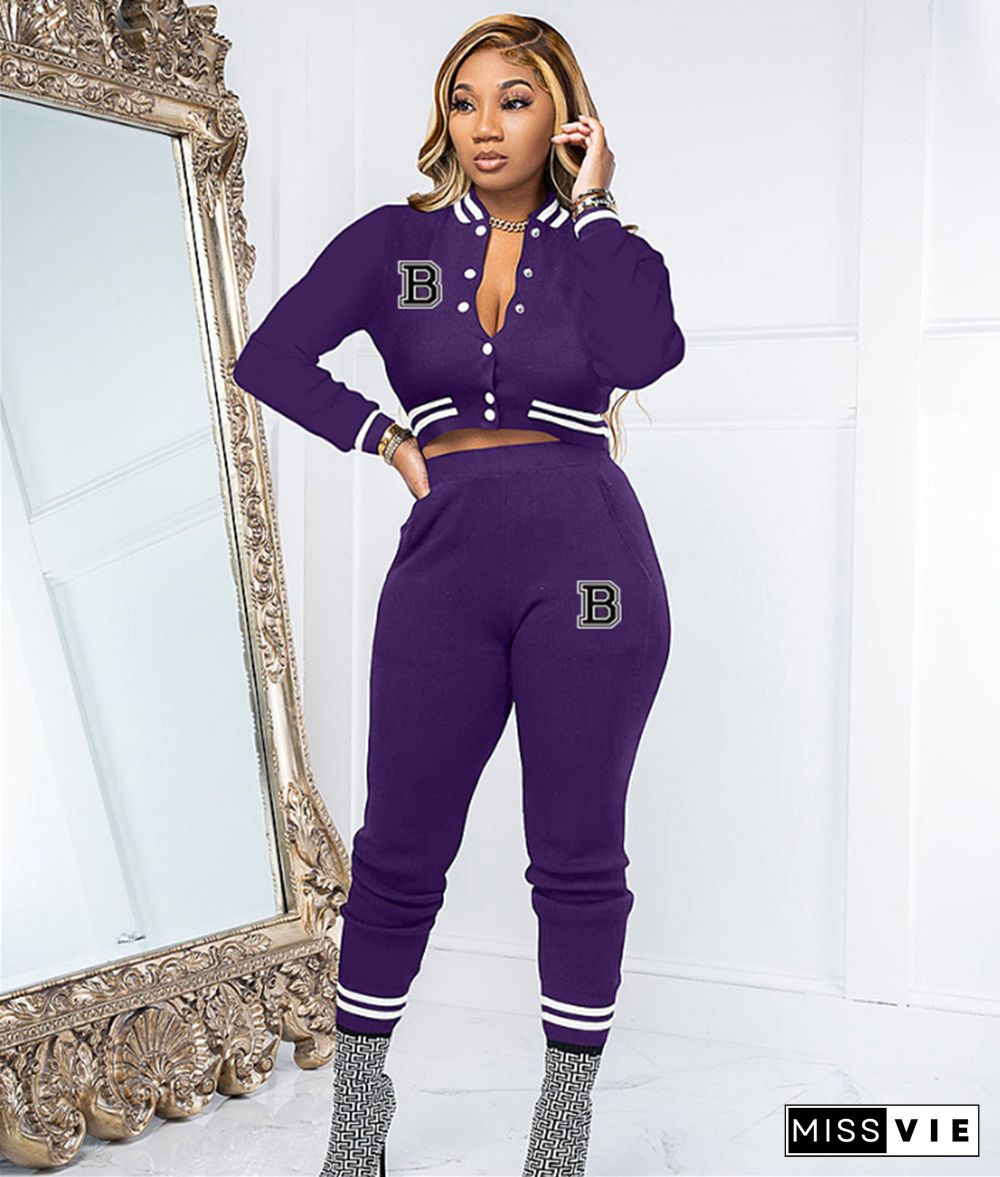 Streetwear Baseball Bomber Jacket Pencil Pants Suit