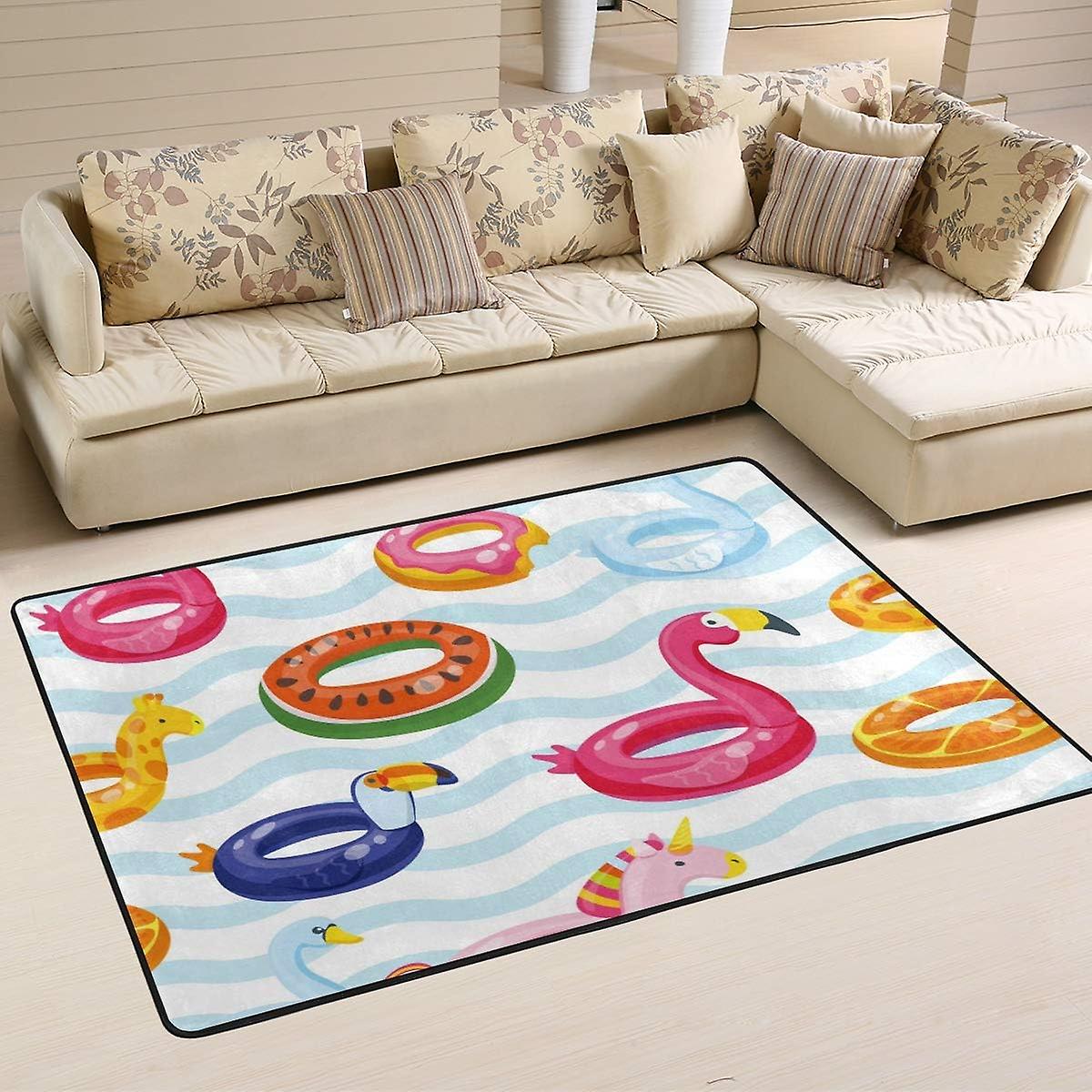 Colourlife Swimming Pool Float Rings Pattern Lightweight Carpet Mats Area Soft Rugs Floor Mat Doormat Decoration For Rooms Entrance 36 X 24 Inches