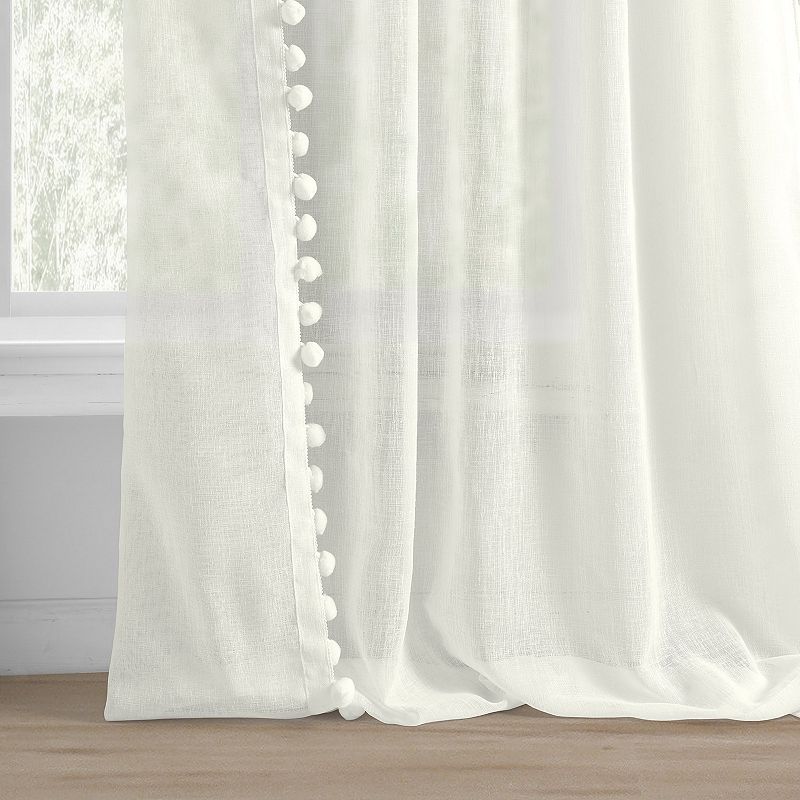 EFF Borla Patterned Faux Linen Sheer Window Curtain Panel