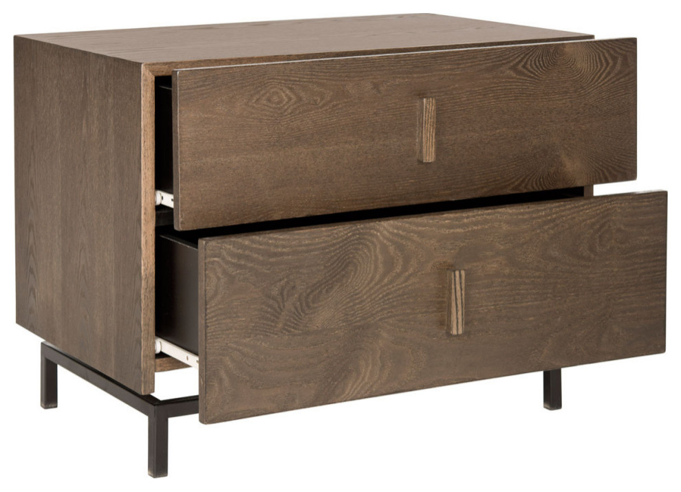 Chey Mid Century Scandinavian Lacquer Two Drawer Cabinet Dark Brown/ Black   Modern   Accent Chests And Cabinets   by Virgil Stanis Design  Houzz