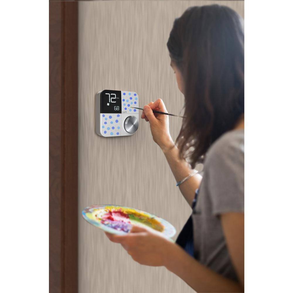 Lux Kono Smart Wi-Fi Thermostat with Interchangeable Black Stainless Steel Faceplate KN-S-MG1-B04