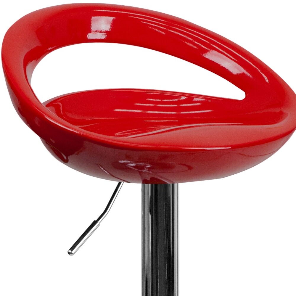 Plastic Rounded Cutout Back Adjustable Height Bar Stool   18.25\