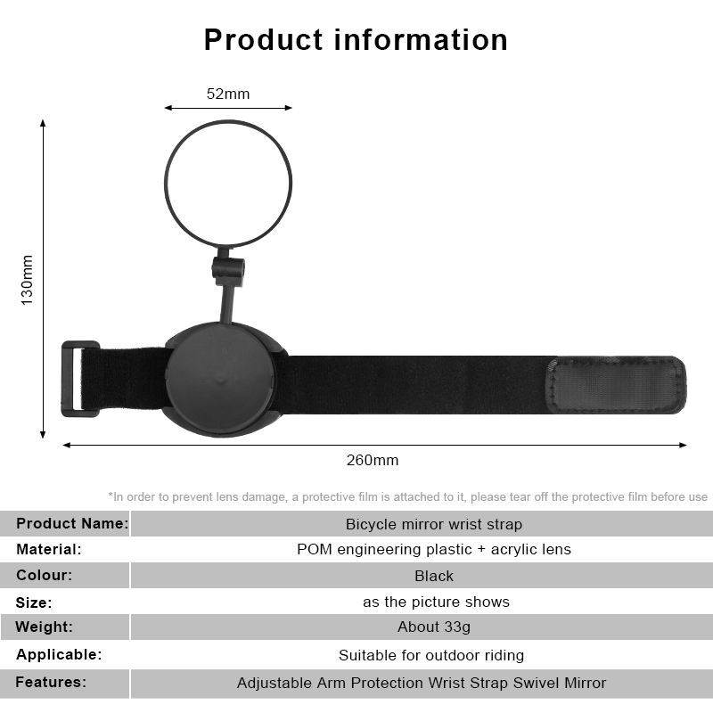 RIDERACE Rearview Mirror With Wristband 360 Degrees Rotating Adjustable MTB Bike Wrist Band Rear View Mirrors Cycling Equipment