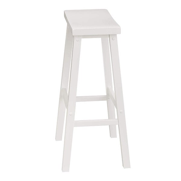 PJ Wood Saddle-Seat 29 Inch Kitchen， Table， and Bar Counter Stool， White， Set of 2 - 13.23