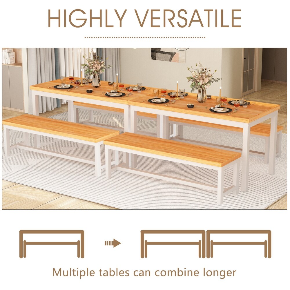 Mieres 3 Piece Dining Table Set with Two Benches  Kitchen Table Set for 4 6 Persons