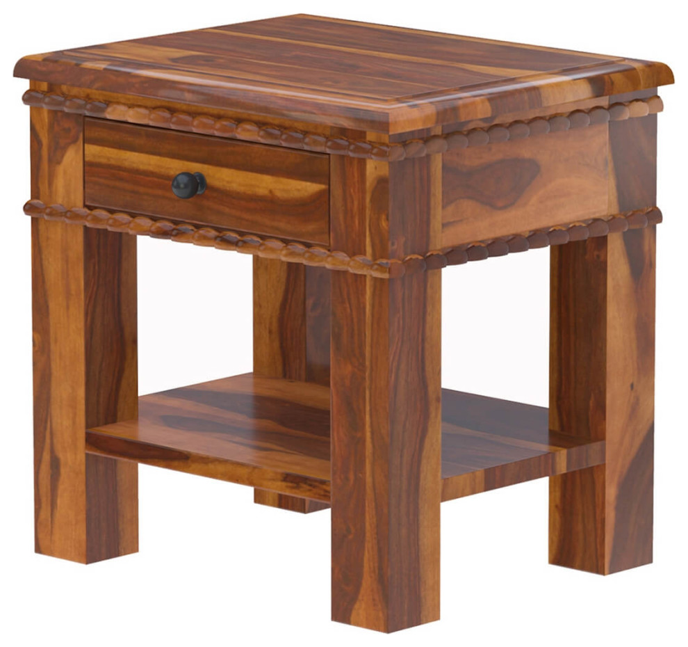 Everett Rustic Solid Wood End Table With 1 Drawer   Traditional   Side Tables And End Tables   by Sierra Living Concepts Inc  Houzz