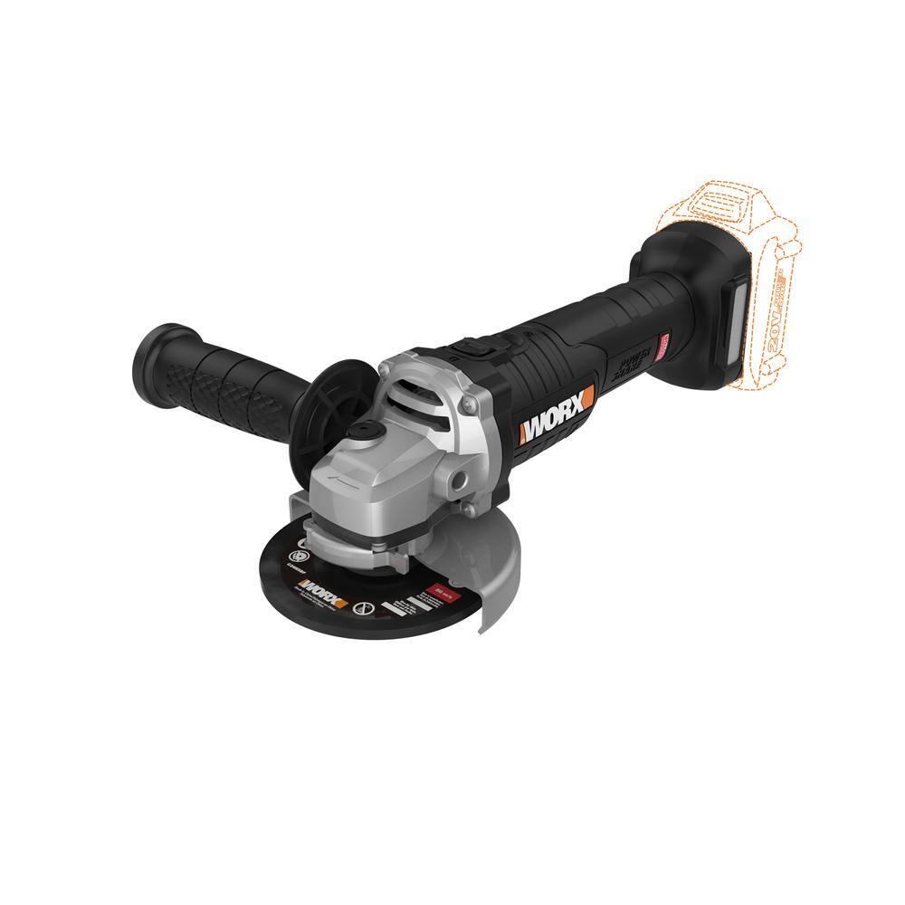 Worx Power Share 20-Volt Cordless 4-12 in. Angle Grinder with Brushless Motor (Tool-Only) WX812L.9