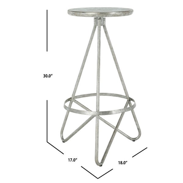 SAFAVIEH 30-inch Galexia Bar Stool - Silver / Leaf - 16.5