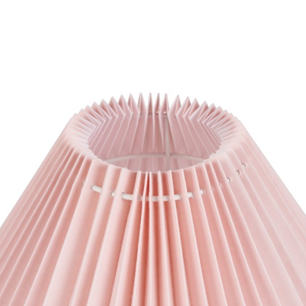 Ceramic Round Accent Lamp With Pleated Shade