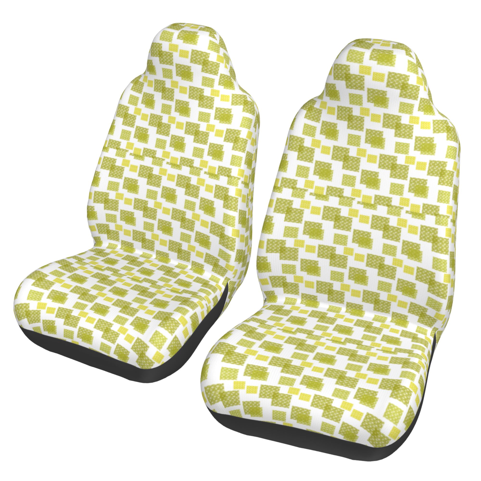 ZICANCN Car Seat Cover Green Rectangular Textured Pattern Car Front Seat Covers Protectors ， Automotive Seat Covers for Cars Trucks Suv