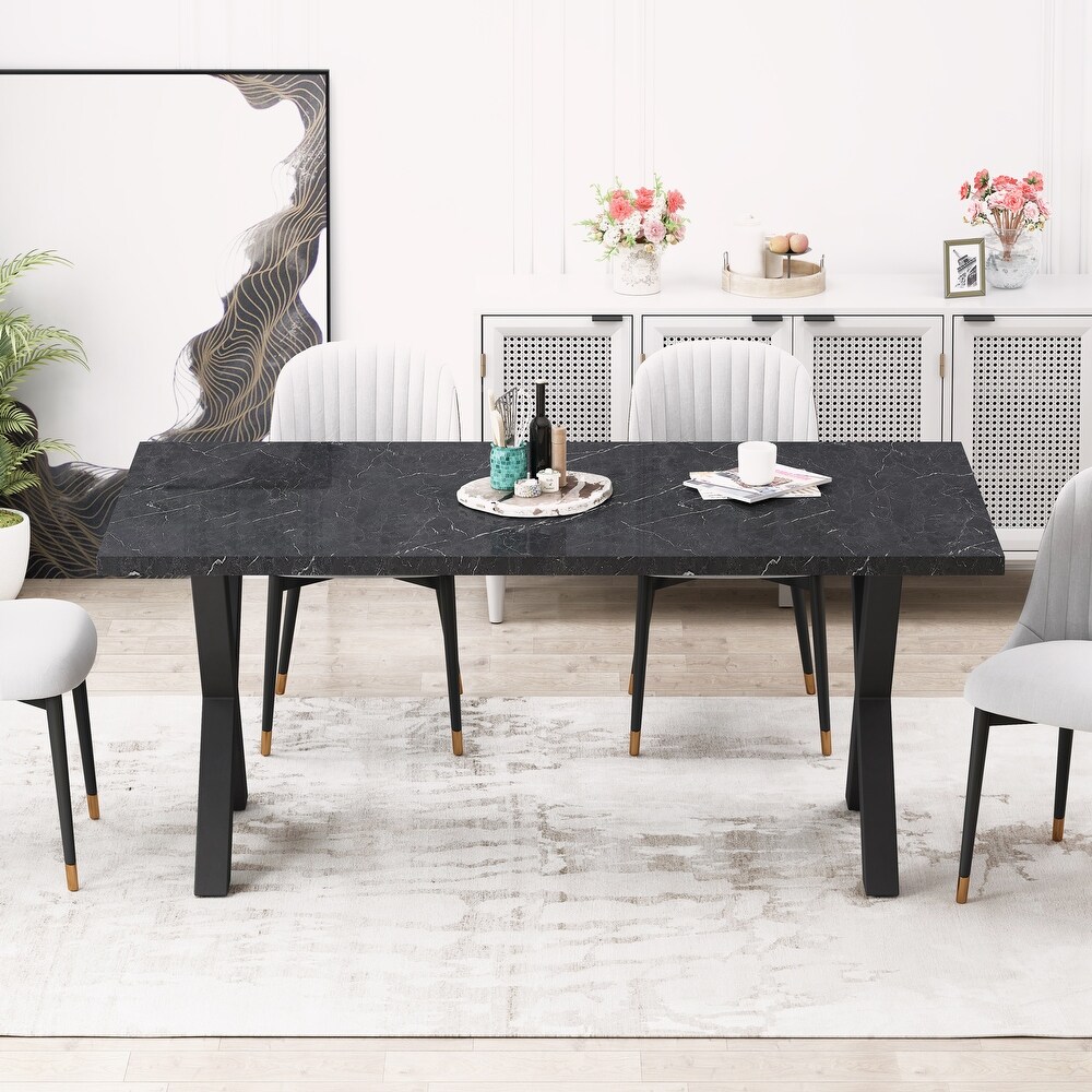 Square Dining Table with Printed Marble