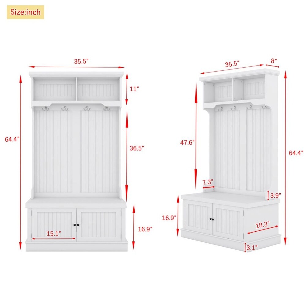 Hall Tree with Storage Shoe Bench for Entryway and Hallway