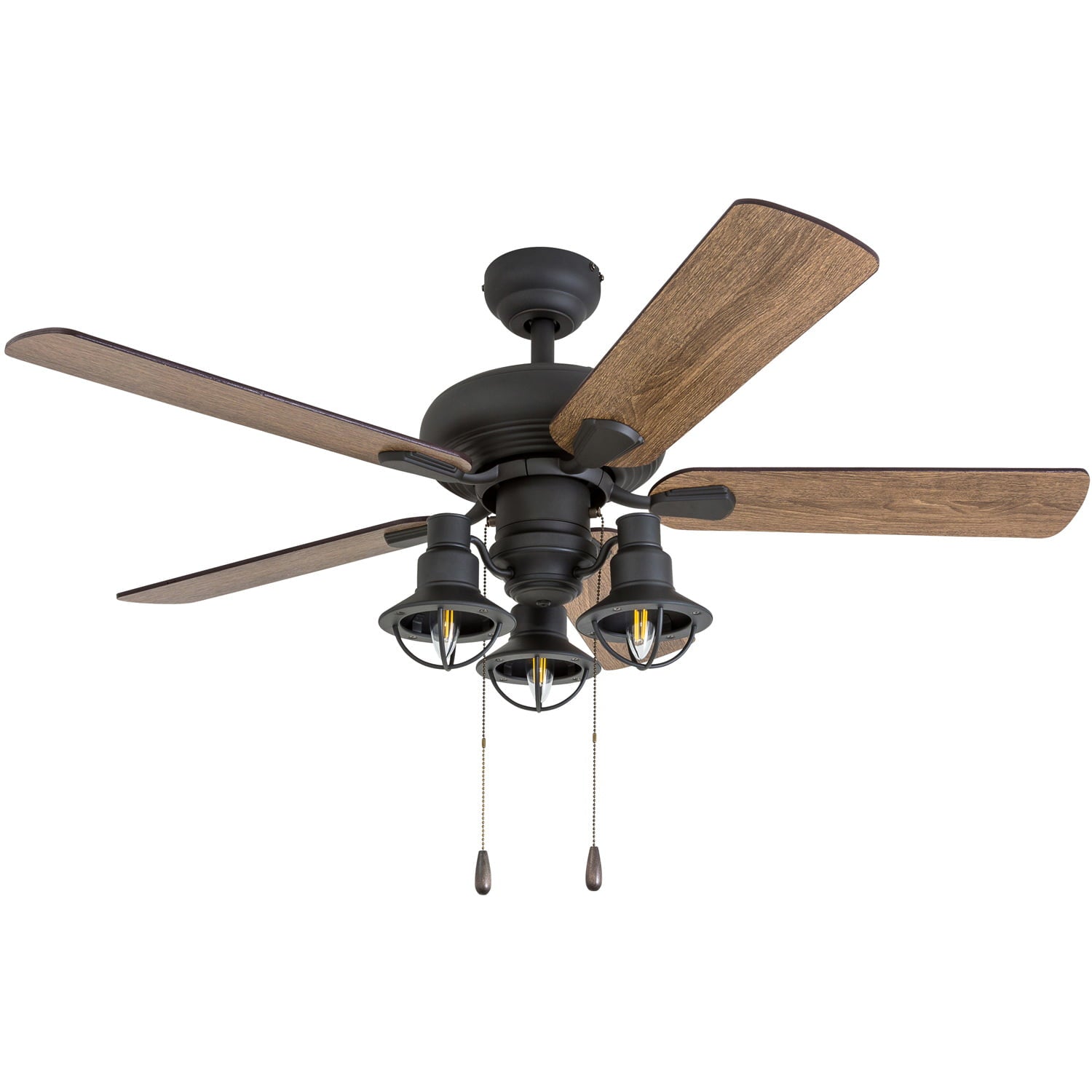 Prominence Home 50652-35 Piercy Coastal 42-Inch Aged Bronze Indoor Ceiling Fan, Lantern LED Multi-Arm Barnwood/Tumbleweed Blades