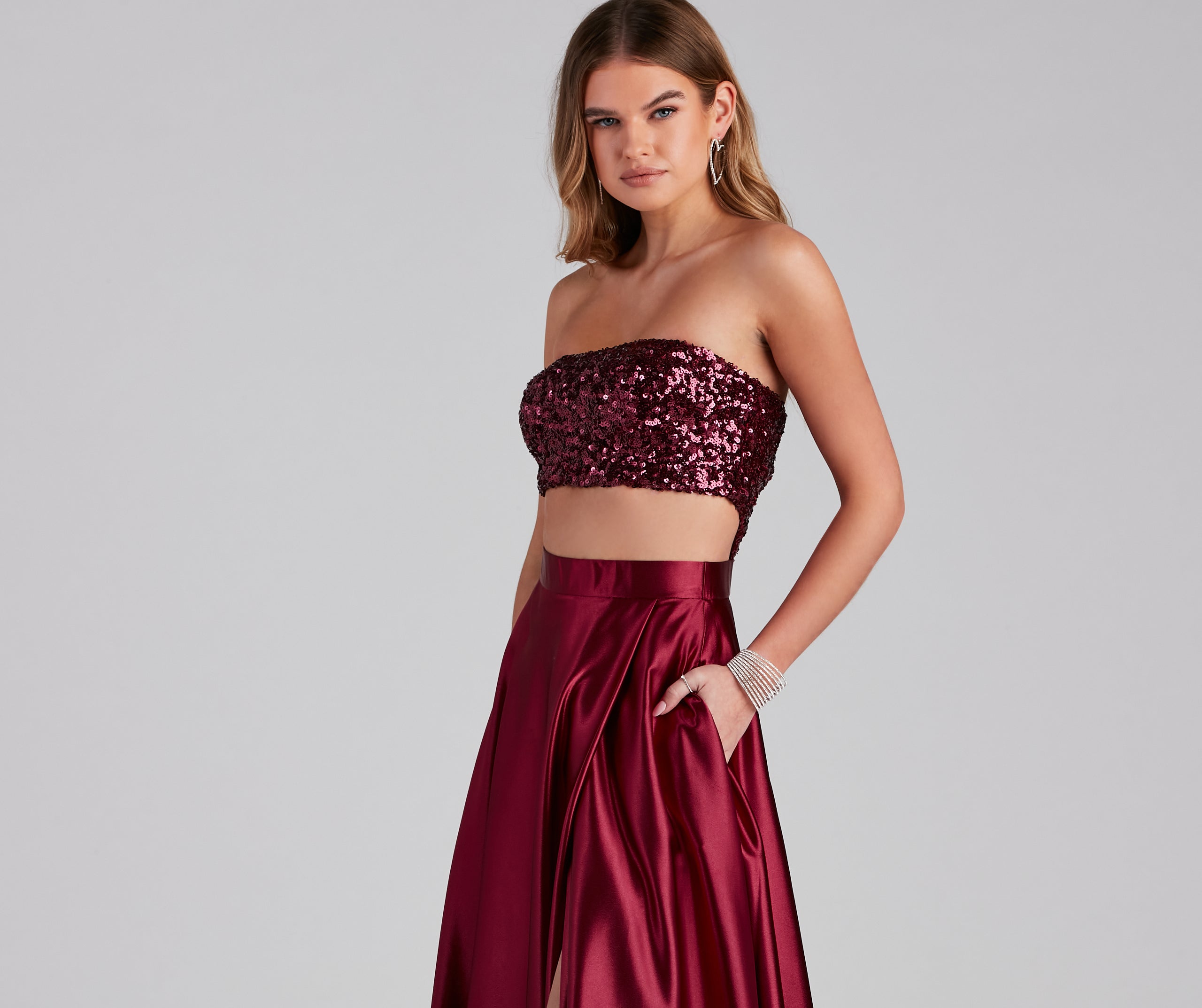 Celia Formal Sequin Two-Piece A-Line Dress