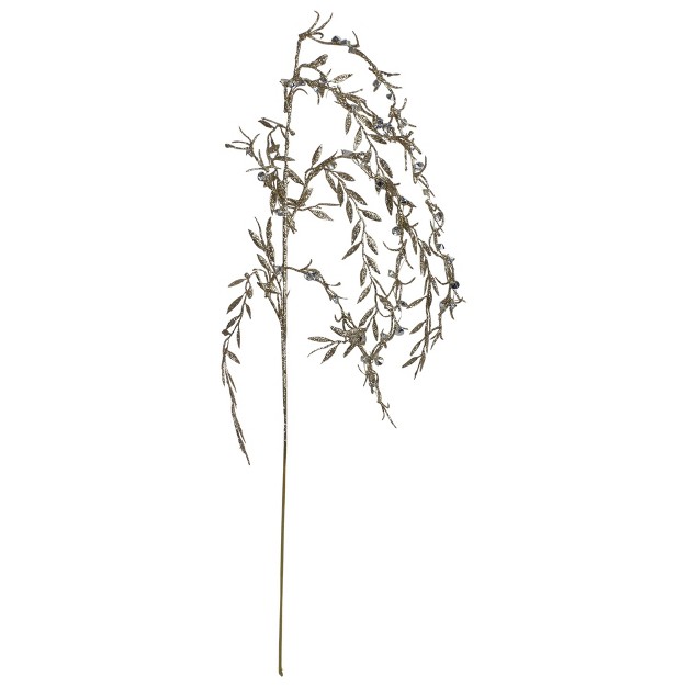 Silver And Gold Glittered Willow Branch Christmas Spray