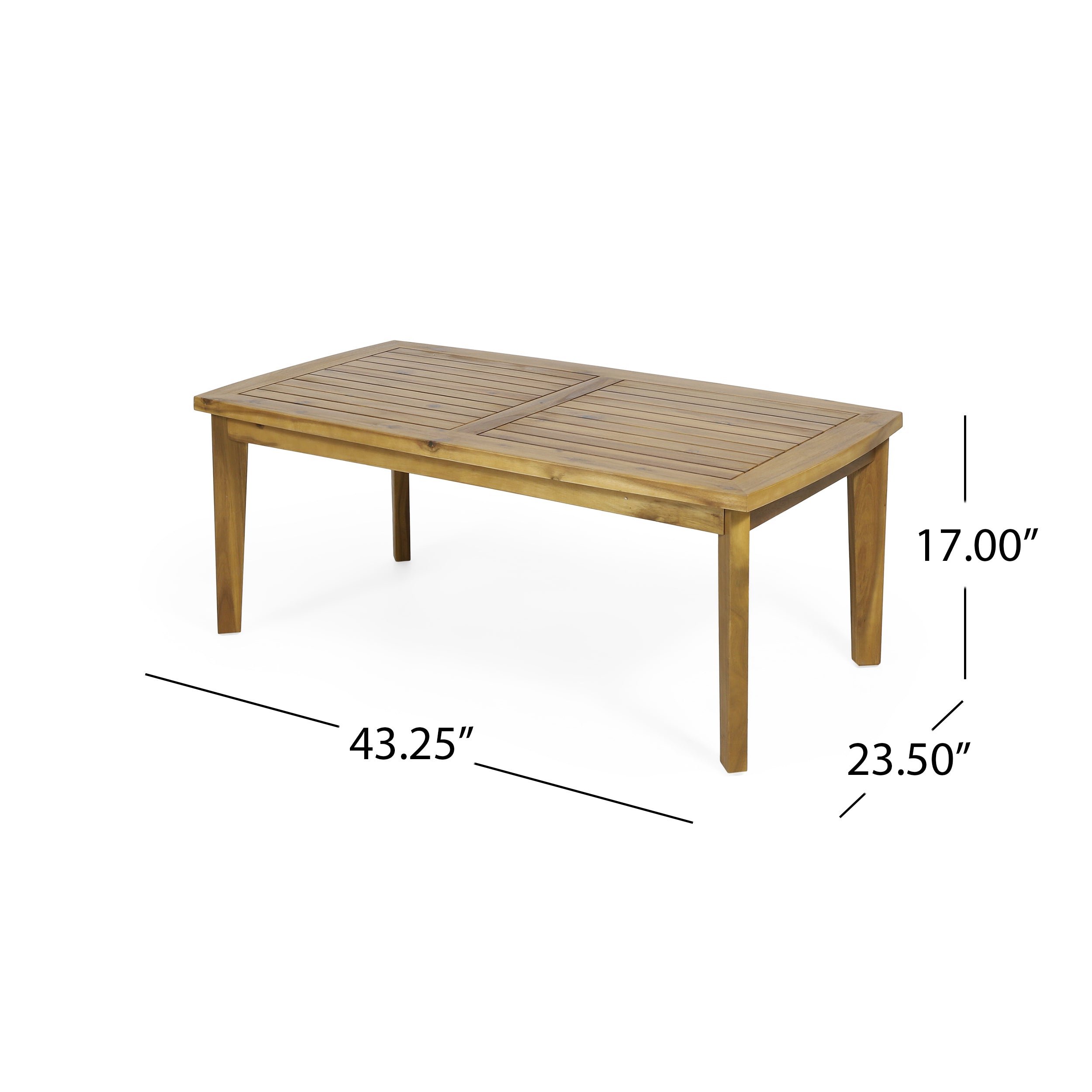 Dean Outdoor Acacia Wood Rectangular Coffee Table, Teak