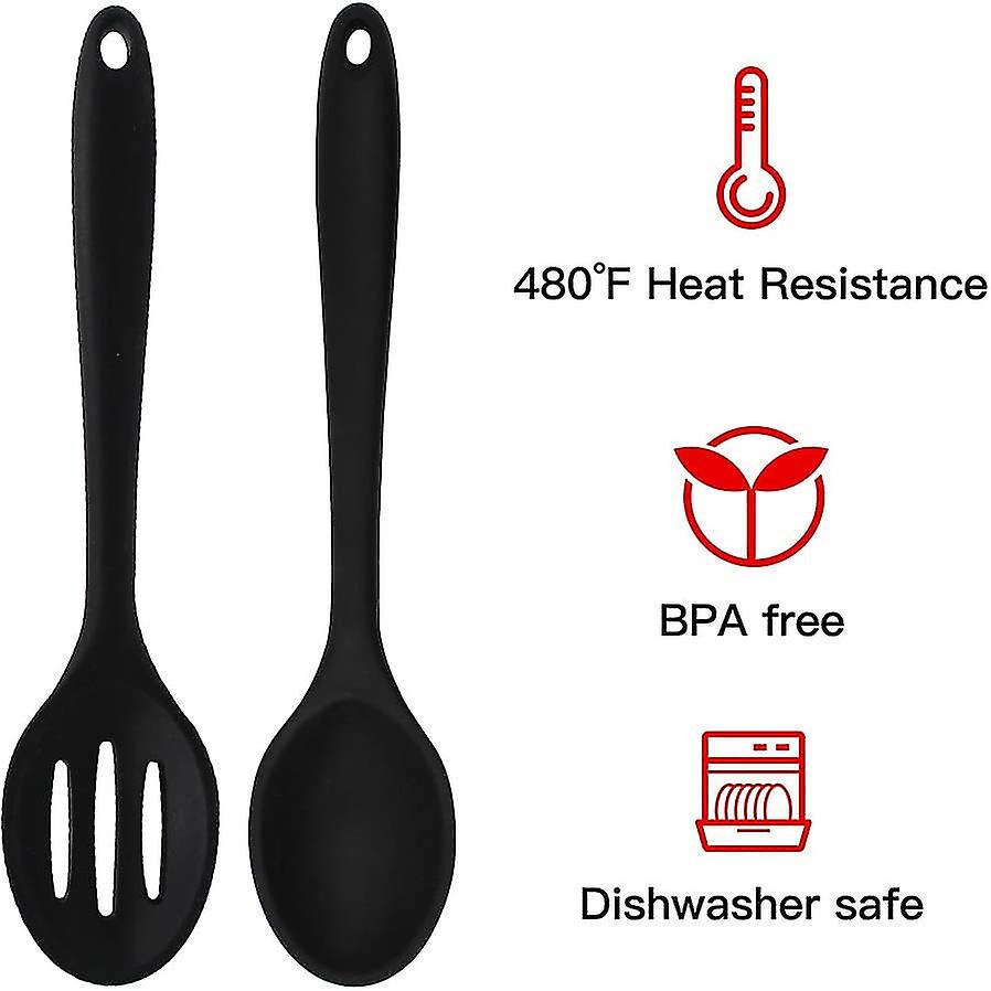 2 Pieces Silicone Nonstick Mixing Spoons，serving Cooking Spoon