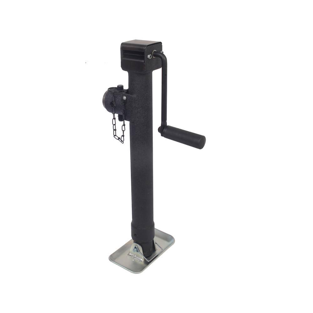 Trailer Valet Blackout 5000 lbs. Signature Black Wrinkle Powder Coat Side Wind (Gear Reduction) Pipe Mount Weld Jack 15 in. BSJPSW07