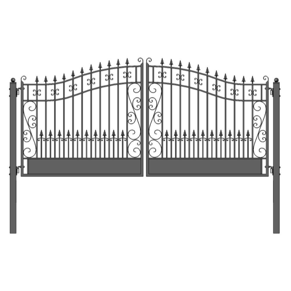 ALEKO Venice Style 18 ft. x 6 ft. Black Steel Dual Driveway Fence Gate DG18VEND-HD