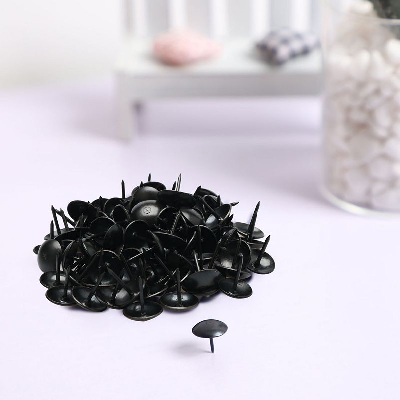 Home Metal Round Hat Thumb Tack Nail Push Pin Black 0.4 x 0.5 100pcs