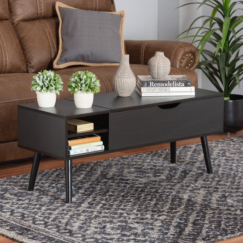 Rita Two Tone Coffee Table With Lift Top Storage   Midcentury   Coffee Tables   by Baxton Studio  Houzz