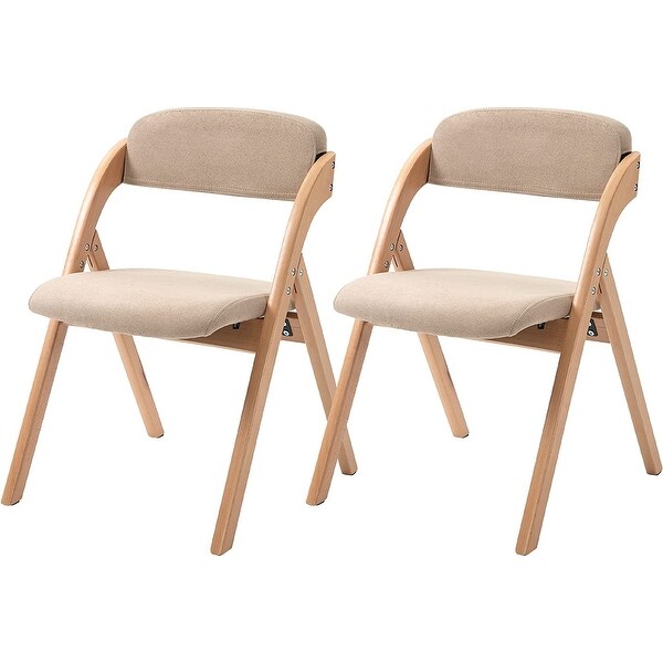 Wooden Stackable Dining Folding Chairs with Padded Seats(Set of 2)