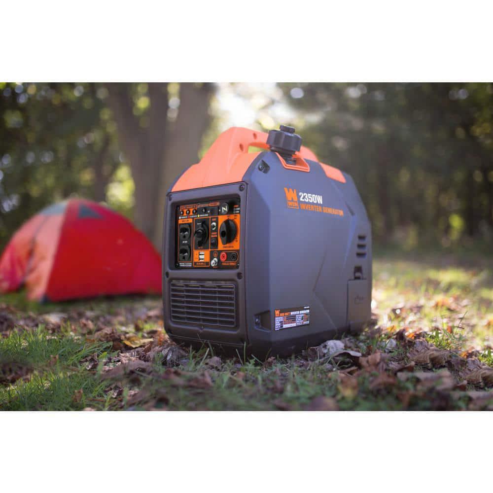 WEN Super Quiet Ultra Lightweight GasPowered Recoil Start 2350Watt Portable Inverter Generator Fuel Shut Off and CO Sensor