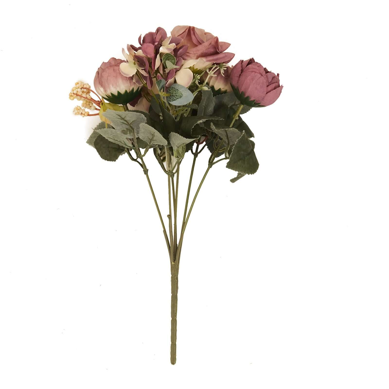 2 Pack Dusty Rose Artificial Assorted Peony Flower Bouquets, Silk Floral Arrangements 12