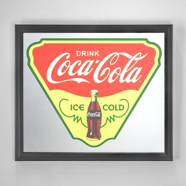 X 13 quot Coca cola Licensed Drink Ice Cold Mirror Yellow red American Art Decor