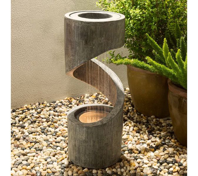 Glitzhome Spiriling Fountain Planter with Pumpand LED Light